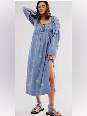 Free People Emory dress. Dusty blue. Size S #whimsigoth #fairycore
